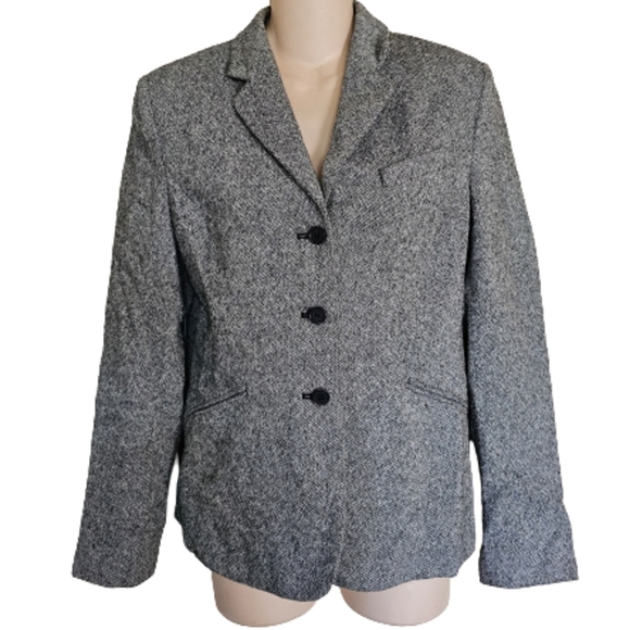 The Limited Wool Blend Gray,Black,White Tweed Blazer Jacket Size Women's Small - Picture 2 of 11